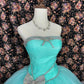 Sweet Strapless Bowknot Rhinestone Tulle Ball Gown Quinceanera Dress Party Prom Dress D1983