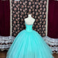 Sweet Strapless Bowknot Rhinestone Tulle Ball Gown Quinceanera Dress Party Prom Dress D1983
