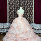 Gorgeous Strapless Flowers Tiered Tulle Ball Gown Quinceanera Dress Prom Dress Evening Dress D1984