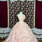 Gorgeous Strapless Flowers Tiered Tulle Ball Gown Quinceanera Dress Prom Dress Evening Dress D1984