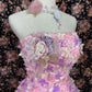 Cute Strapless Floral Tiered Ruffle Birthday Party Dress Quinceanera Dress Prom Dress Evening Dress D1985