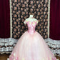 Sweet Strapless Flower Pleated Tulle Ball Gown Birthday Dress Quinceanera Dress Prom Dress Evening Dress D1986
