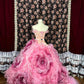 Pretty Strapless Flowers Crystal Pleated Tiered Ruffle Ball Gown Birthday Sweet 16 Dress Prom Dress Evening Dress D1988