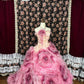 Pretty Strapless Flowers Crystal Pleated Tiered Ruffle Ball Gown Birthday Sweet 16 Dress Prom Dress Evening Dress D1988