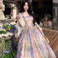Vintage Spaghetti Straps Oil Painting Floral Butterfly Vacation Maxi Dress Summer Seaside Dress D1996