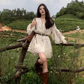 Bohemia A line V-neck Lace up Pleated Tiered Short Vacation Dress Summer Women Dress D1998