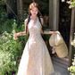 Cute A Line Halter Floral Maxi Dress Summer Vacation Seaside Dress Women Dress  D1999