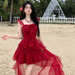 Vacation Hi-lo Pleated Tiered Ruffle Beach Summer Dress Women Date Dress D2001