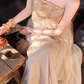 Retro Chinese Style Spaghetti Straps Embroidered Pleated Tulle Maxi Dress Women Summer Seaside Dress D2004