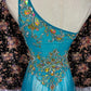 Gorgeous One Shoulder Swarovski Crystal Tulle Pleated Floor Length Prom Dress Dancing Dress Birthday Party Dress Cocktail Dress Evening Dress D2006