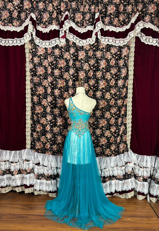 Gorgeous One Shoulder Swarovski Crystal Tulle Pleated Floor Length Prom Dress Dancing Dress Birthday Party Dress Cocktail Dress Evening Dress D2006
