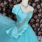Gorgeous Asymmetrical Neck Crystal Beaded Pleated Rhinestone Tulle  Ball Gown Prom Dress Birthday Quinceanera Dress Evening Dress D2008