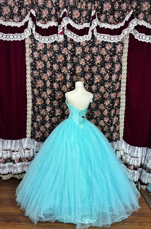 Gorgeous Asymmetrical Neck Crystal Beaded Pleated Rhinestone Tulle  Ball Gown Prom Dress Birthday Quinceanera Dress Evening Dress D2008