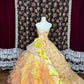 Sweet Asymmetrical Neck Floral Pearl Crystal Ruffle Tiered Ball Gown Princess Dress Quinceanera Dress Prom Dress Evening Dress  D2014