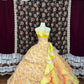 Sweet Asymmetrical Neck Floral Pearl Crystal Ruffle Tiered Ball Gown Princess Dress Quinceanera Dress Prom Dress Evening Dress  D2014