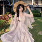Vacation Spaghetti Straps Pleated Ruffle Asymmetrical Hem Short Skirt Women Summer Dress   D2016