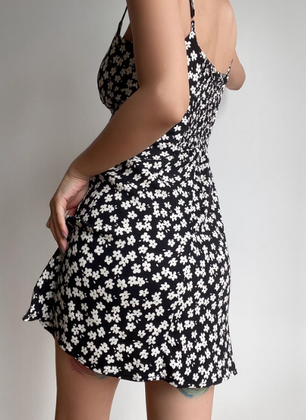 Versatile Spaghetti Straps Printing Floral Retro Short Skirt Summer Women Party Dress Date Dress   D2025