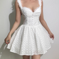 Sweet V-neck Straps Lace Button Short Skirt Summer Women Dress Date Dress    D2028
