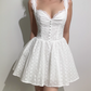 Sweet V-neck Straps Lace Button Short Skirt Summer Women Dress Date Dress    D2028