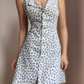 Retro V-neck Print Floral Lace up Button Short Skirt Vacation Summer Women Dress Date Dress    D2031