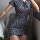 Vintage Lapel Tie Print Floral Short Skirt Summer Date Dress Vacation Women Party Dress    D2034