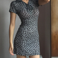 Vintage Lapel Tie Print Floral Short Skirt Summer Date Dress Vacation Women Party Dress    D2034