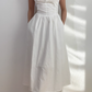 Minimalist Square Neck Lace up Long Skirt Vacation Casual Dress Women Summer Date Dress    D2038