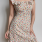 Cute Off the Shoulder Print Floral Ruffle Short Skirt Summer Vacation Seaside Dress Women Date Dress  D2045
