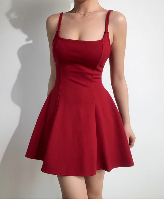 Sexy A Line Spaghetti Straps Casual Short Skirt Summer Vacation Seaside Dress Women Date Dress  D2046
