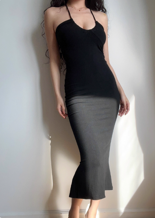 Sexy Halter Fitted Mermaid Skirt Summer Vacation Seaside Dress Women Date Dress  D2047