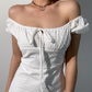 Versatile Off the Shoulder Lace Up Short Skirt Summer Vacation Seaside Dress Women Dress  D2048