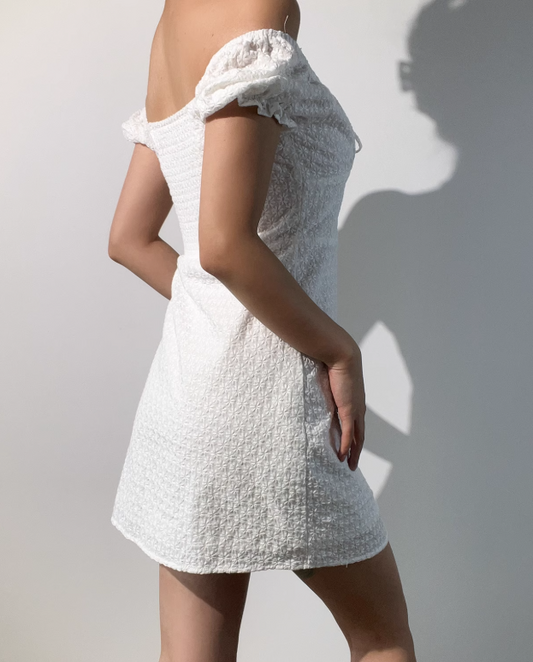 Versatile Off the Shoulder Lace Up Short Skirt Summer Vacation Seaside Dress Women Dress  D2048