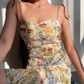 Vacation Spaghetti Straps Print Floral Short Skirt Summer Seaside Dress Women Date Dress  D2049