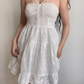 Vacation Strapless Floral Pleated Ruffle Short Skirt Summer Seaside Dress Women Date Party Dress  D2051