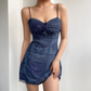 Vacation Spaghetti Straps Print Tulle Short Skirt Summer Seaside Dress Women Date Dress  D2052