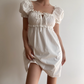 Casual Off the Shoulder Puffed Sleeves Pleated Short Skirt Women Summer Dress Vacation Dress  D2053