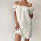 Versatile Off the Shoulder Puffed Sleeves Short Skirt Women Dress Summer Date Dress  D2057