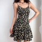Vintage Spaghetti Straps Print Floral Short Skirt Wommen Summer Dress Vacation Seaside Dress   D2064