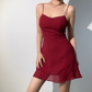Minimalist Spaghetti Straps Sheath Short Skirt Wommen Summer Dress Casual Date Dress   D2066