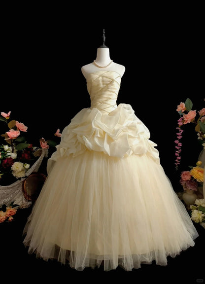 Elegant Strapless Rhinestone Pleated Tiered Tulle Ball Gown Sweet 16 Dress Birthday Party Dress Prom Dress D2070