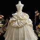 Gorgeous Strapless Rhinestone Crystal Pleated Tiered Tulle Ball Gown Sweet 16 Dress Birthday Party Dress Prom Dress D2071
