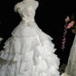 Sweet Sweetheart Neckline Flower Beaded Pleated Tiered Ruffle Ball Gown Evening Dress Quinceanera Dress Birthday Prom Dress D2074