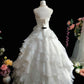 Sweet Sweetheart Neckline Flower Beaded Pleated Tiered Ruffle Ball Gown Evening Dress Quinceanera Dress Birthday Prom Dress D2074