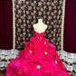 Beauty Strapless Crystal Flower Ball Gown Evening Dress Prom Dress Graduation Dress D2083