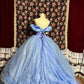Shiny Off the Shoulder Butterfly Tiered Flouncing Pleated Ball Gown Evening Dress Prom Dress Quinceanera Dress D2086