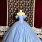 Shiny Off the Shoulder Butterfly Tiered Flouncing Pleated Ball Gown Evening Dress Prom Dress Quinceanera Dress D2086