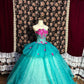 Beauty Strapless Appliques Tiered Tulle Ball Gown Prom Dress Evening Dress Birthday Party Dress D2087