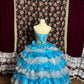 Shiny Sweetheart Neckline Crystal Tiered Flouncing Ball Gown Prom Dress Evening Dress Birthday Party Dress  D2089