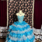 Shiny Sweetheart Neckline Crystal Tiered Flouncing Ball Gown Prom Dress Evening Dress Birthday Party Dress  D2089