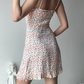 Retro Spaghetti Straps Ruffle Short Skirt Teenage Girl Women Summer Dress Vacation Date Dress D2098